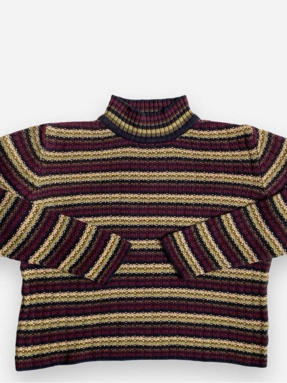 Vintage boxy striped turtleneck sweater